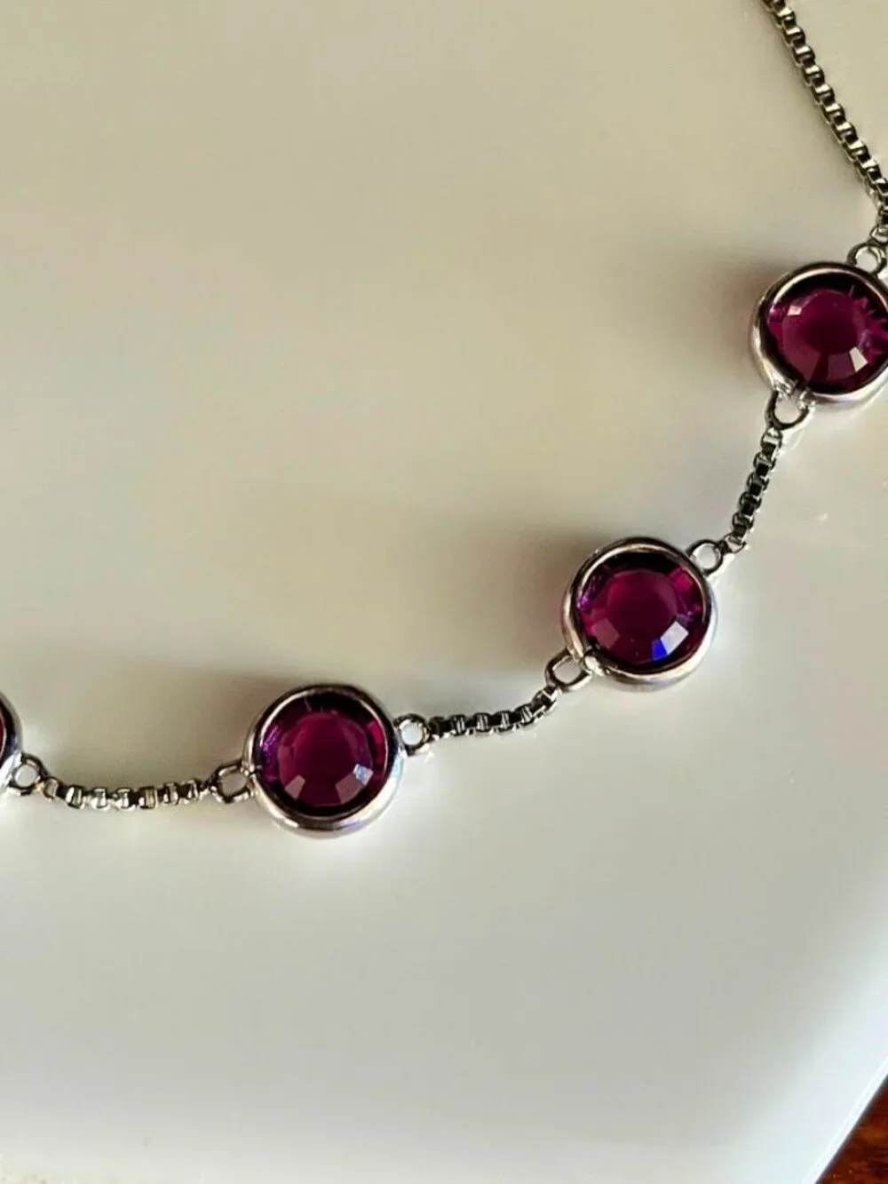 IBB CN Amethyst Colored Faceted Crystal Slider Bracelet Silver Tone